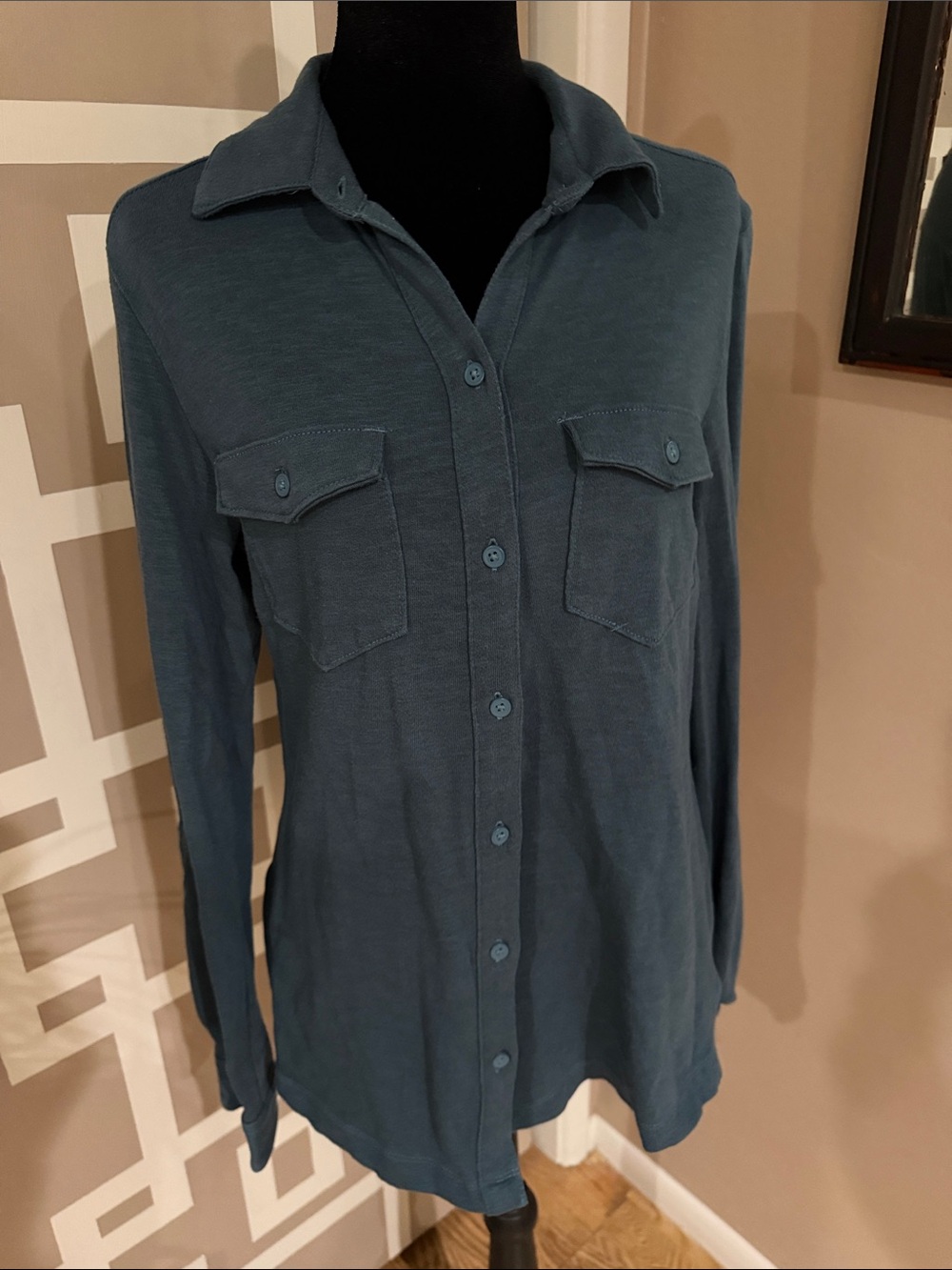 Columbia Women's Teal Button-Down Soft Knit Shirt, Moisture Wicking for Outdoors